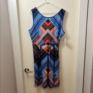 Liz Claiborne Blue Black Sleeveless Sundress